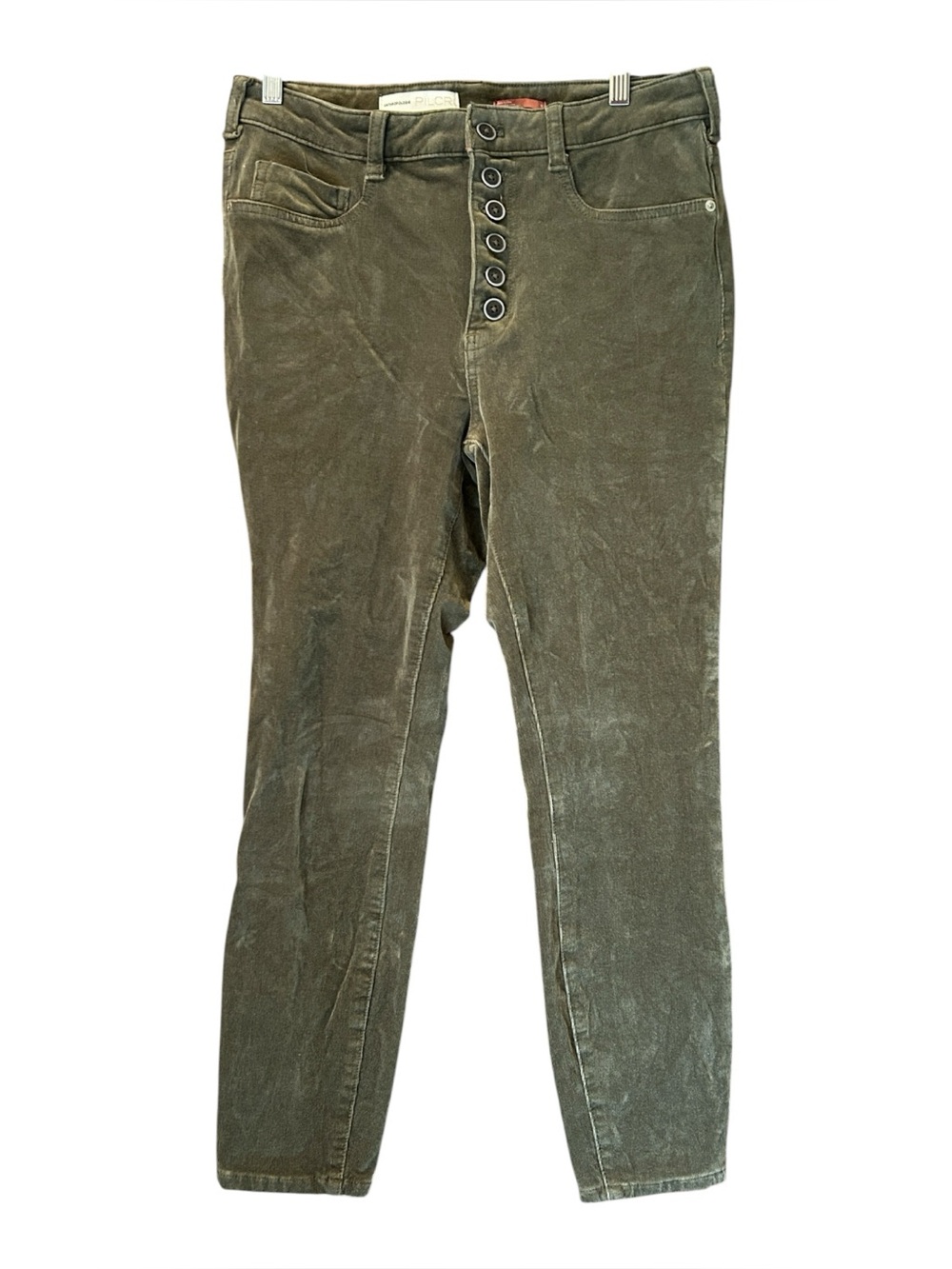 Pilcro The Wanderer Pants 31 Olive Moss Green Utility Cargo Button Fly